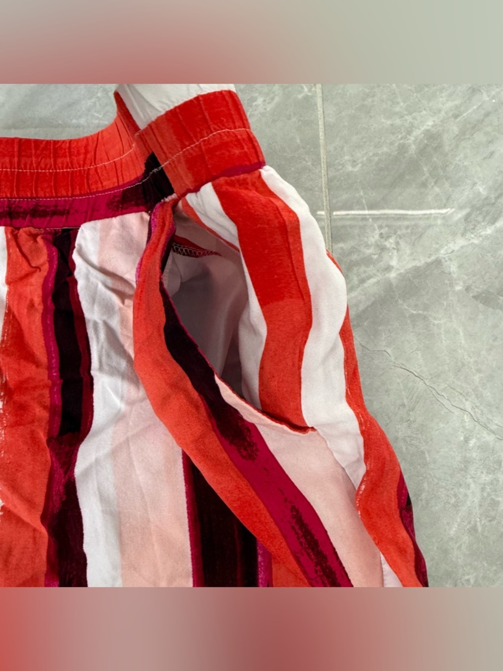 Women’s APT. 9 Mid Rise Striped Elastic Waist Casual Shorts Pockets Rayon Large - Picture 6 of 16